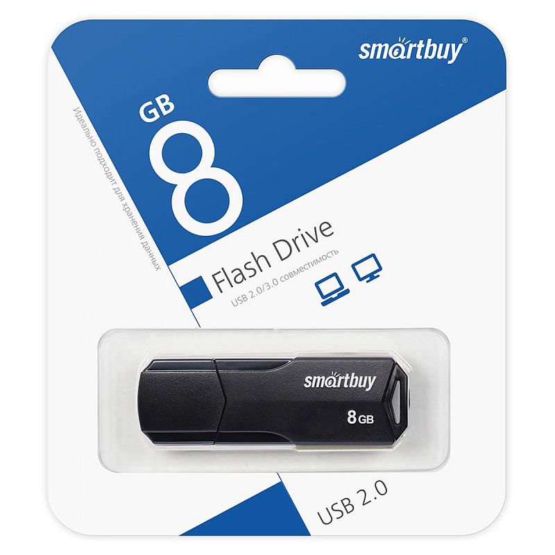 Память Smart Buy "Clue"  8GB, USB 2.0 Flash Drive, черный