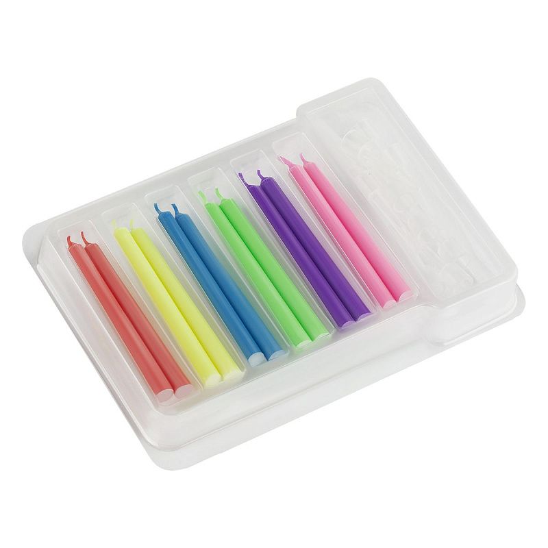 Свечи для торта с цветным пламенем MESHU "Bright flame", ассорти, 5,5см, 12шт