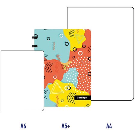 Бизнес-тетрадь А5+, 80л., Berlingo "Memphis", клетка, на кольцах, с возм. замены блока, 80г/м2, пластик. обложка 700мкм, линейка-закладка