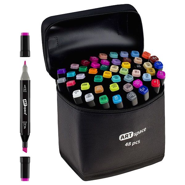 Набор двусторонних маркеров для скетчинга ArtSpace 48цв., основные цвета, пулевид./скош.
