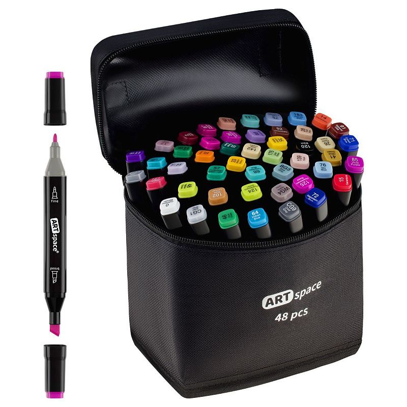 Набор двусторонних маркеров для скетчинга ArtSpace 48цв., основные цвета, пулевид./скош.