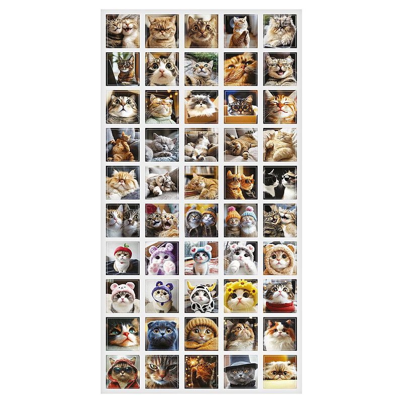 Набор наклеек ПВХ MESHU "Cats", 8,5*13 см., 100 наклеек инд. уп., европодвес