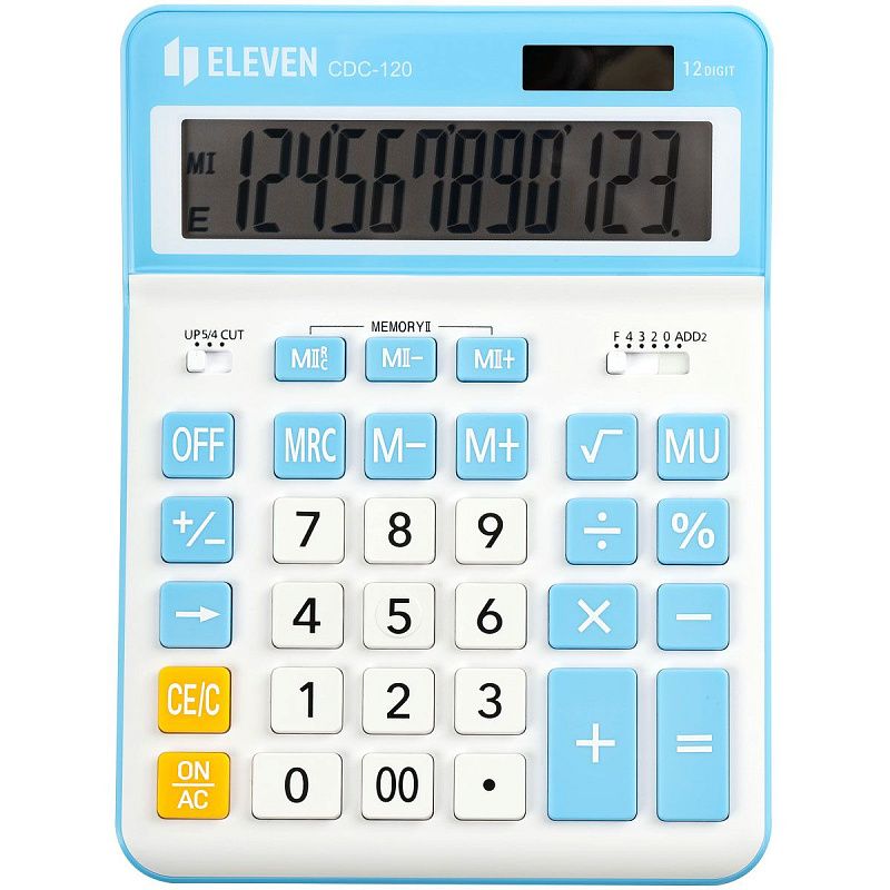 УЦЕНКА - Калькулятор настольный Eleven CDC-120-WH/CY, 12 разрядов, двойное питание, 155*206*38мм, белый/синий (осн 365646)