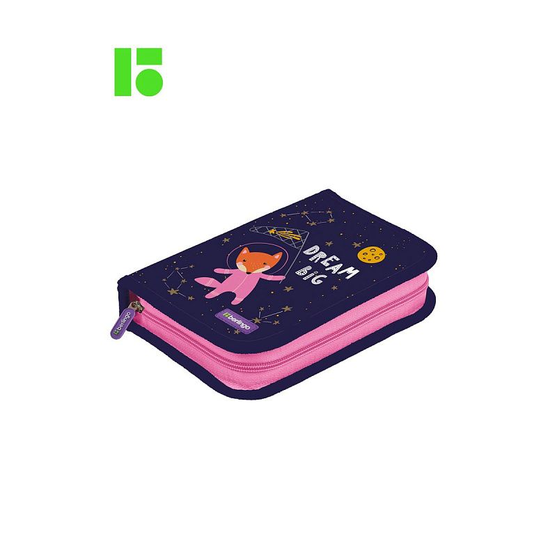 Пенал 1 отделение, 200*140*40 Berlingo "Fox Dreamer", дополнительная откидная секция, полиэстер 