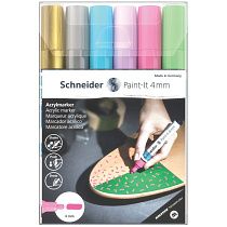 Набор маркеров акриловых Schneider "Paint-it 320", 4мм, ассорти, 6шт.