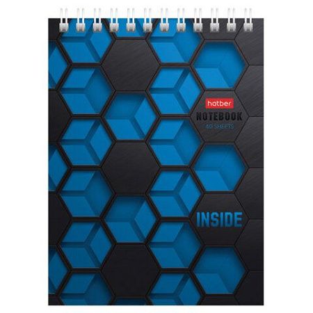 Блокнот МАЛЫЙ ФОРМАТ А6, 40 л., гребень, картон, клетка, HATBER, "INSIDE", 080475, 40Б6В1гр