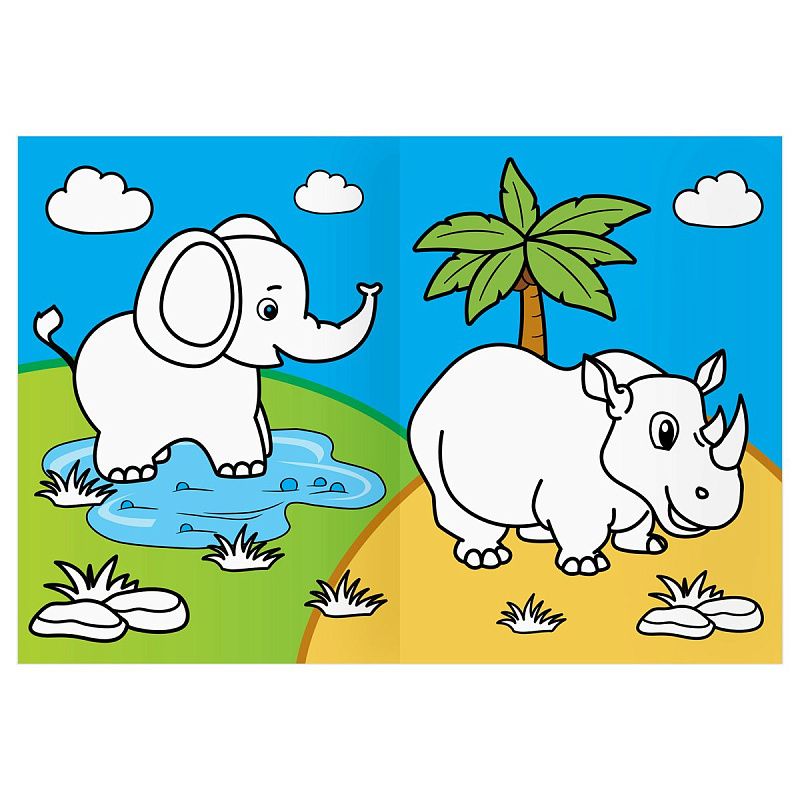 Раскраска А4 ТРИ СОВЫ "Дикие животные", 16стр., цветной фон