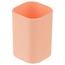 Подставка-стакан СТАММ "Фаворит", пластиковая, квадратная, персиковая