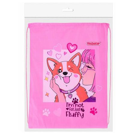 Мешок для обуви ПИФАГОР, 1 отделение, 40х32 см, Fluffy akita, 272385 