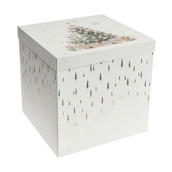 Коробка складная подарочная MESHU "Новый год", (15*15*15см), отд фольгой