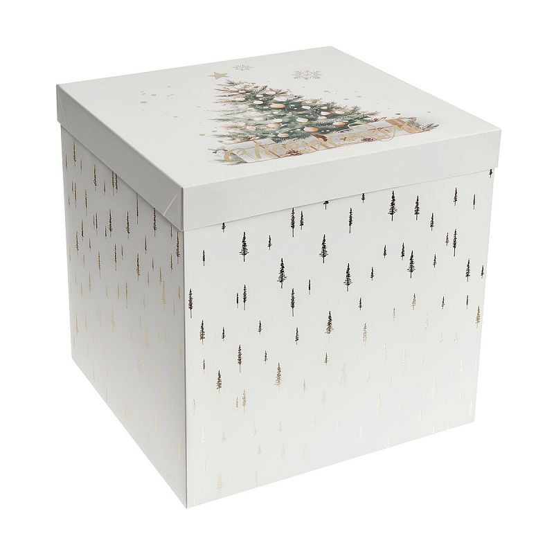 Коробка складная подарочная MESHU "Новый год", (15*15*15см), отд фольгой