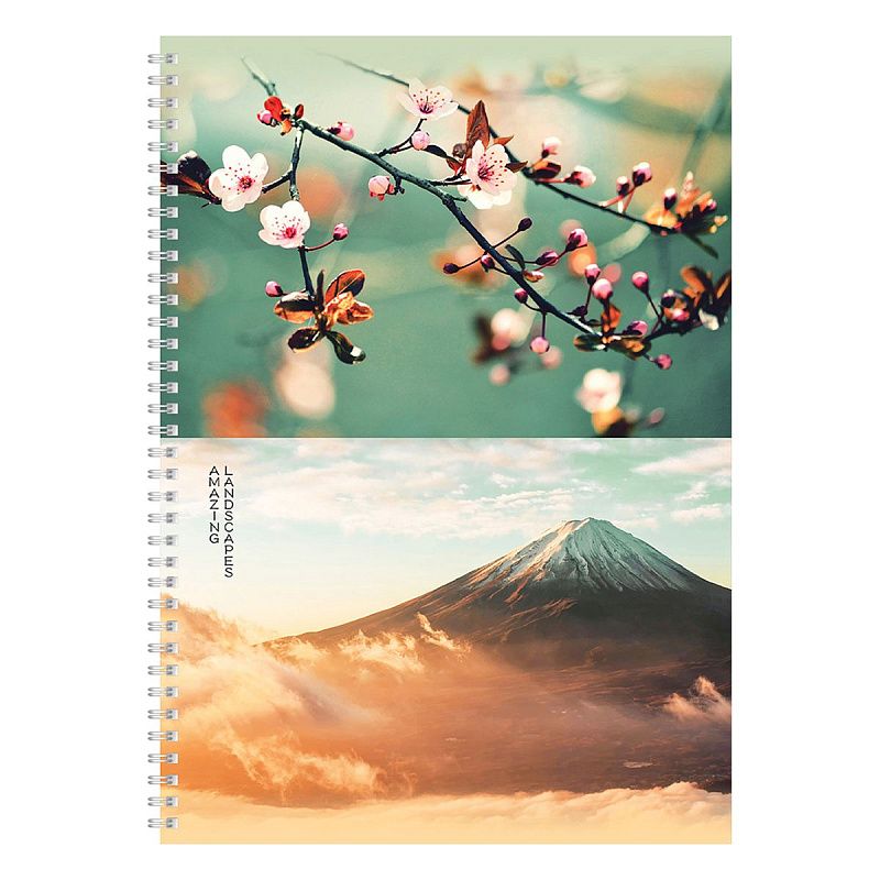 Тетрадь 120л., А4, клетка, на гребне BG "Удивительный пейзаж", глянцевая ламинация