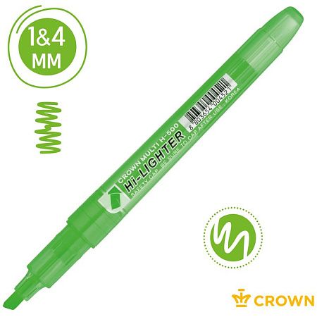 Текстовыделитель Crown "Multi Hi-Lighter" зеленый, 1-4мм 