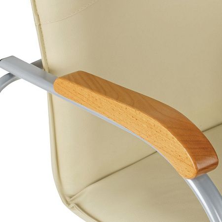 Стул Helmi HL-F03 "Самба", каркас металл алюм., экокожа, бежевый, бук BOX1
