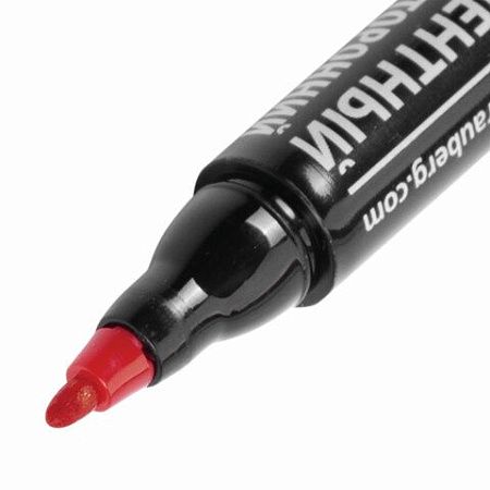 Маркер перманентный двусторонний BRAUBERG, КРАСНЫЙ, круглый наконечник 2/4 мм, 150838 