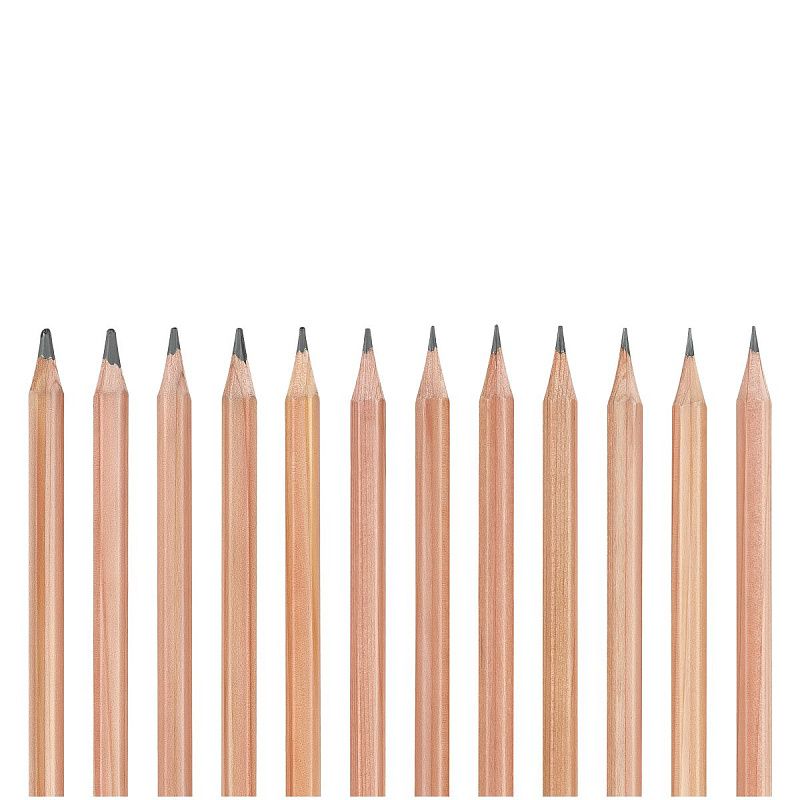 Набор карандашей ч/г Гамма 12шт., 10B-2H, кедр, метал. пенал 