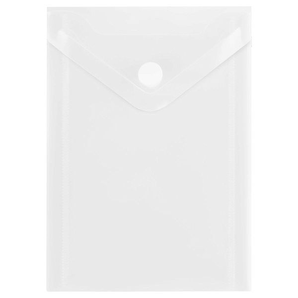 Папка-конверт на кнопке СТАММ А6 (105*148мм), 150мкм, пластик, прозрачная, бесцветная