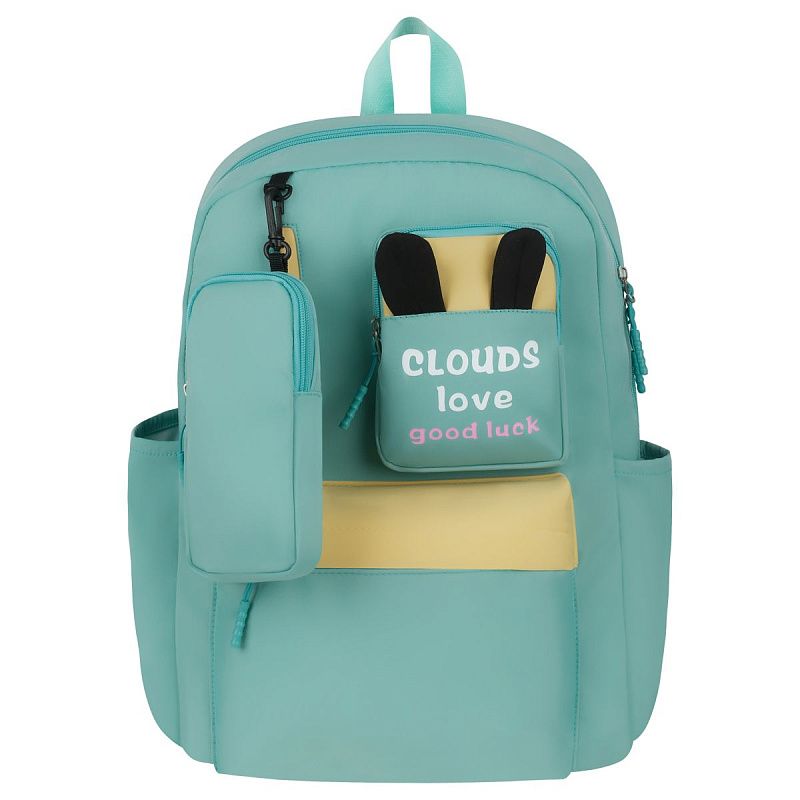 Рюкзак MESHU "Cloud green", 43*30*13см, 1 отделение, 5 карманов, уплотненная спинка,  в комплекте пенал 20*6см 