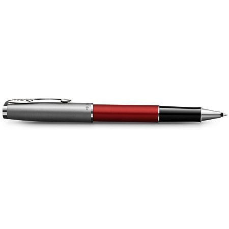 Ручка-роллер Parker "Sonnet Sand Blasted Metal&Red Lacquer" черная, 0,8мм, подарочная упаковка 