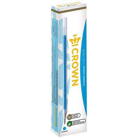 Стержень гелевый Crown "Hi-Jell Color" голубой, 138мм, 0,7мм 