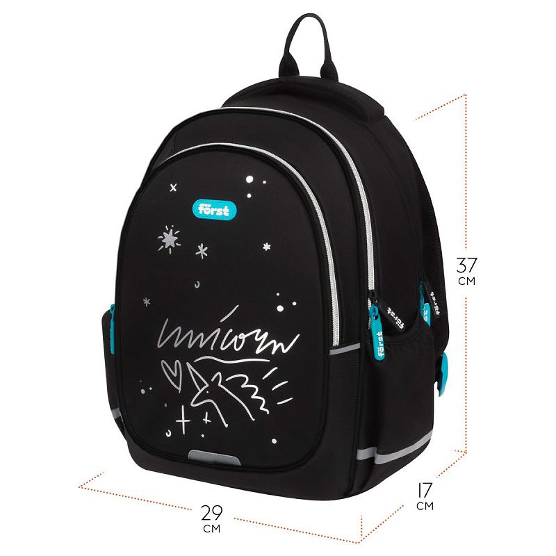 Рюкзак Först F-Cute "Unicorn" 37*29*17см, 3 отделения, 2 кармана, анатомическая спинка 