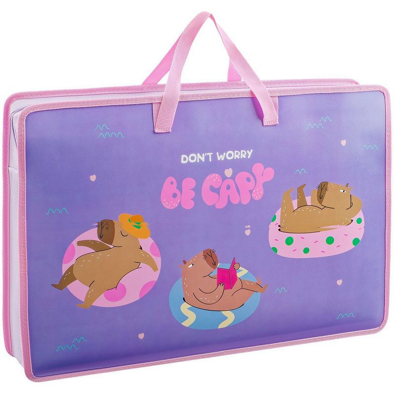 Папка для чертежей и рисунков А3 ArtSpace "Capybara", пластик, 85мм, на молнии