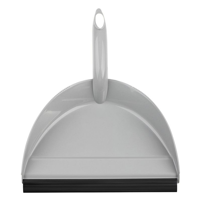 Совок для мусора OfficeClean, низкая ручка, с резиновой кромкой, ширина 24см, пластик, серый