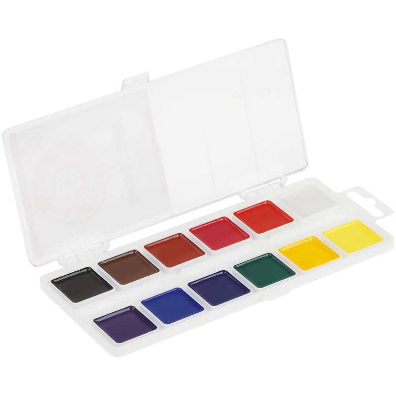 Акварель Гамма, медовая, 12 цветов, без кисти, пластик. упак., европодвес