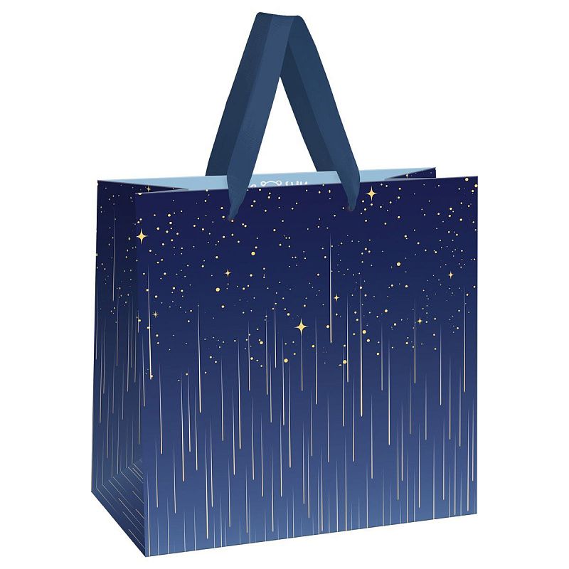 Пакет подарочный 20*20*10см MESHU "Star rain", фольга, матовая ламинация
