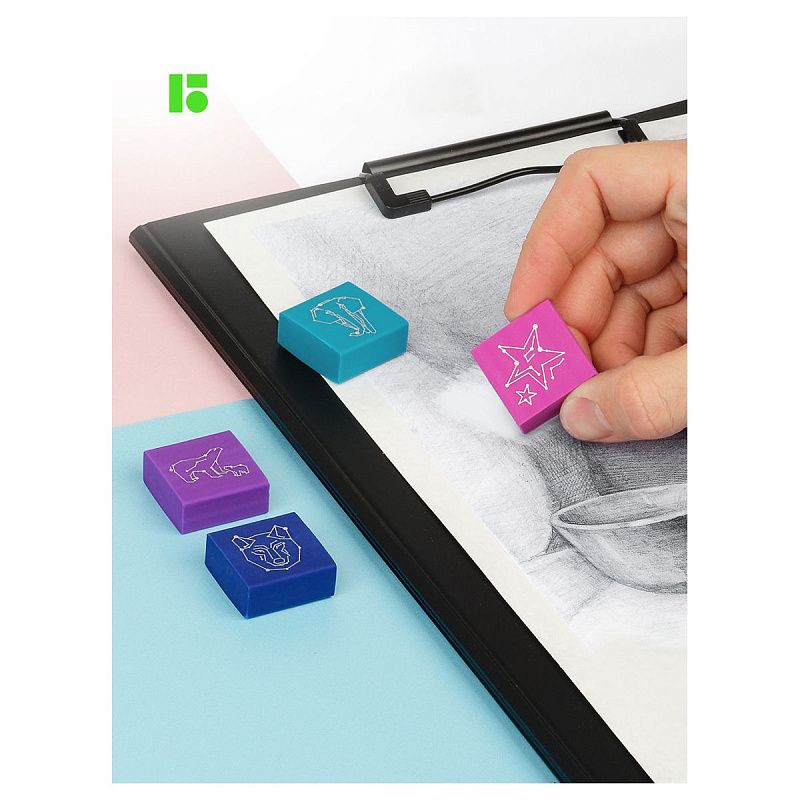 Ластик Berlingo "Azure", 4шт., прямоугольный, 28*28*12мм, блистер 