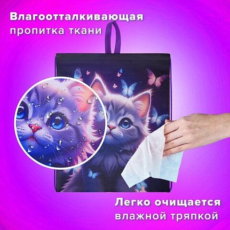 Мешок для обуви BRAUBERG KIDS, с петлей, 42х34 см, "Curious cat", 273434 