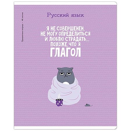 Тетрадь предметная 48л. ArtSpace "Котоцинизм" - Русский язык, ТВИН-лак
