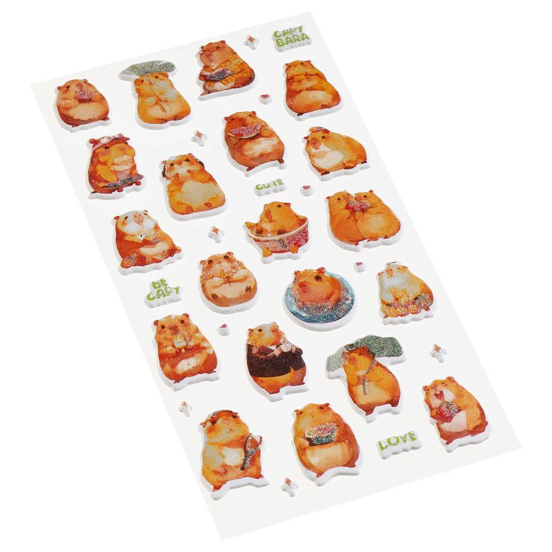 Наклейки объемные MESHU "Be Capy", 10*23см, с блестками, инд. уп., европодвес