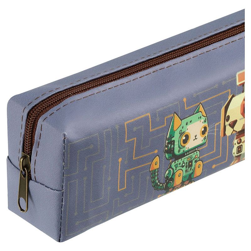 Пенал мягкий 200*55*40 MESHU "Robopets", искусственная кожа 