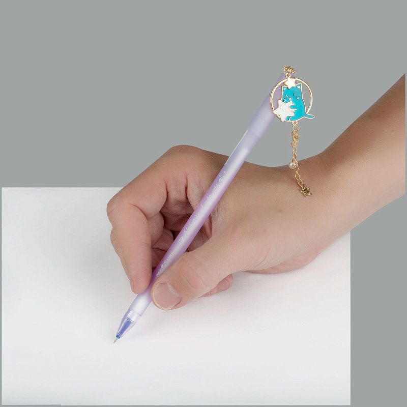 Ручка гелевая стираемая MESHU "Grace cats" синяя, 0,5мм, корпус ассорти, с топпером 