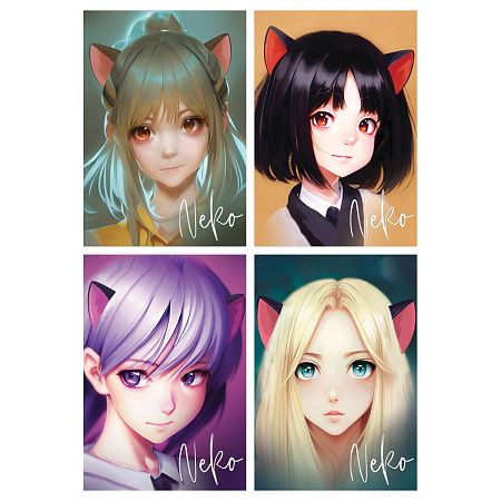 Блокнот А6 40л. на отрывной склейке MESHU "Neko", матовая ламинация, тиснение фольгой