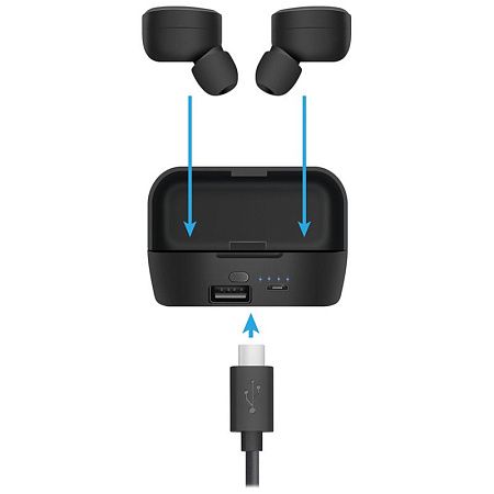Наушники с микрофоном беспроводные Defender Twins 639, Bluetooth 5.0, TWS, powerbank 2000мАч, разъем Micro-USB, черный