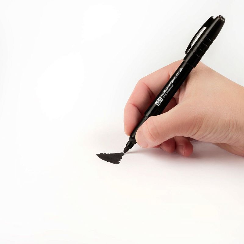 Маркер перманентный OfficeSpace двусторонний, черный, круглый наконечник, 2/4мм 