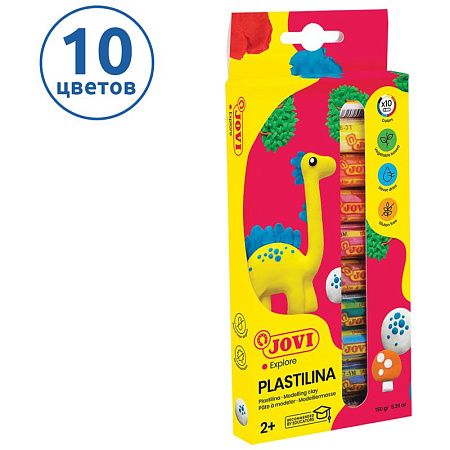 Пластилин JOVI, 10 цветов, 150г, растительный, картон, европодвес