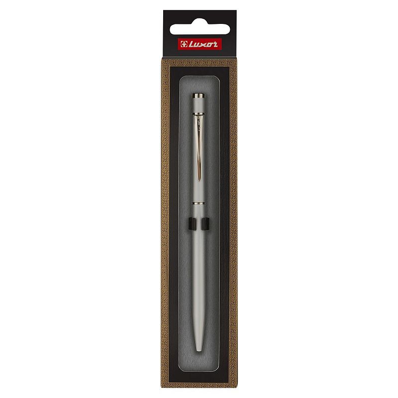 Ручка шариковая Luxor "Sleek" синяя, 0,7мм, корпус серый металлик, поворотный механизм, футляр 