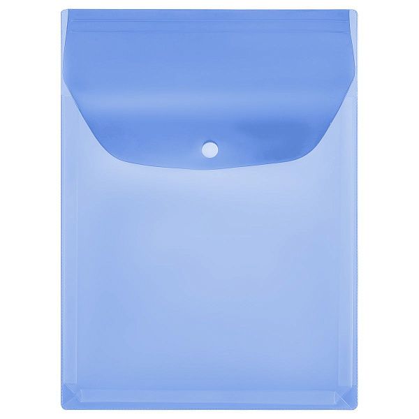 Папка-конверт на кнопке СТАММ А4, ПВХ, 180мкм, вертикальная, расширяющаяся до 250л., цветная, синяя