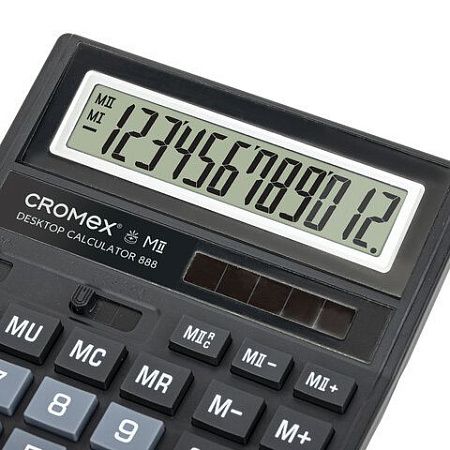 Калькулятор настольный СROMEX 888 (185x145 мм), 12 разрядов, ЧЕРНЫЙ, 271728