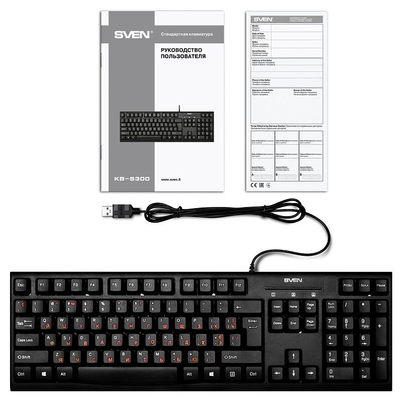 Клавиатура Sven KB-S300, USB, черный