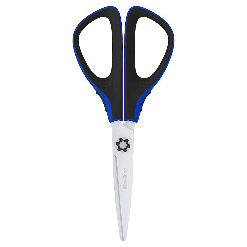 Ножницы Berlingo "Easycut 300", 17,5см, синие, мягкие вставки, европодвес
