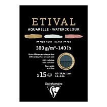 Альбом для акварели, 15л., А5, на склейке Clairefontaine "Etival", 300г/м2, торшон, холод. пресс., черный Альбом для акварели, 15л., А5, на склейке Clairefontaine "Etival", 300г/м2, торшон, холод. пресс., черный
