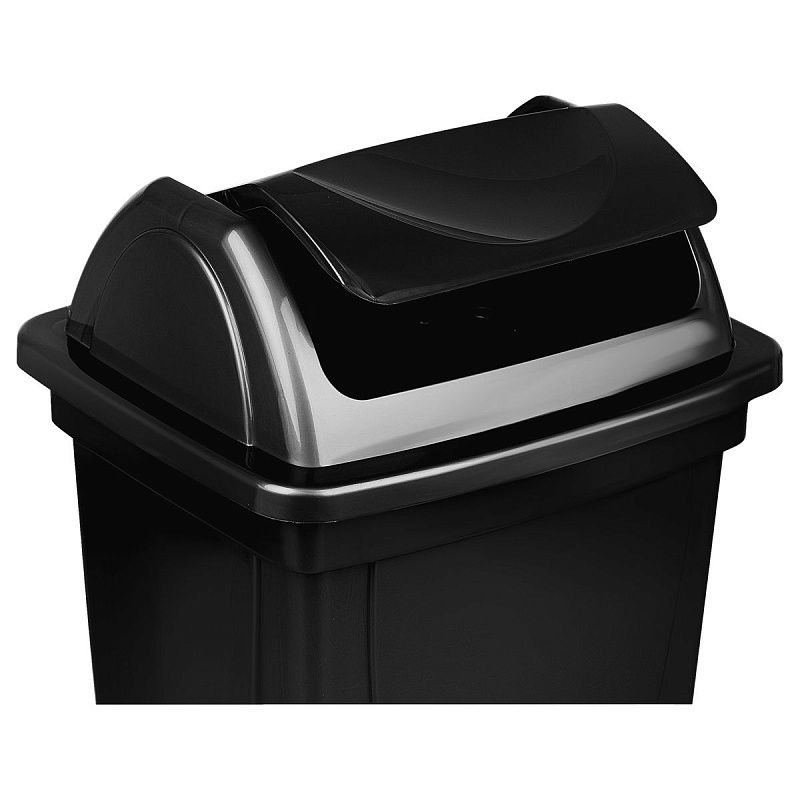 Корзина для бумаг СТАММ, 12л., цельная с вращающейся крышкой, черная