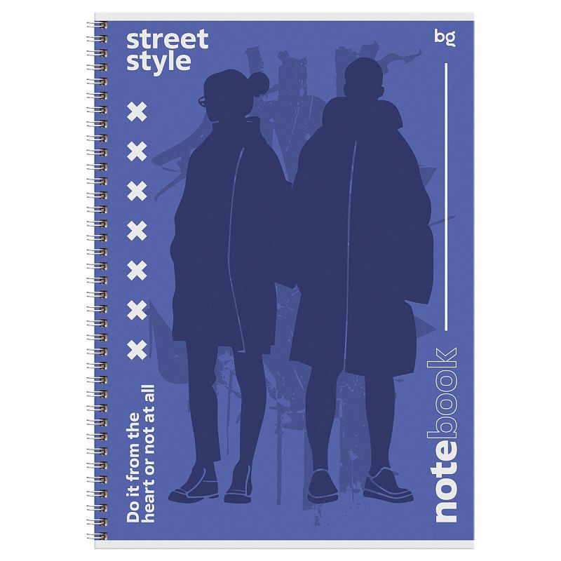 Тетрадь 96л., А4, клетка, на гребне BG "Street style", матовая ламинация