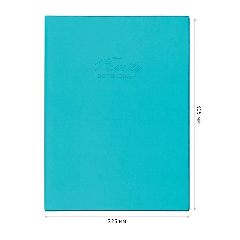 Папка для семейных документов А4, OfficeSpace, искусств. кожа, бирюзовая, инд. упаковка, ШК 
