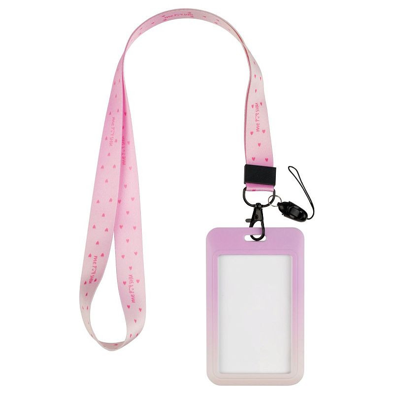 Бейдж вертикальный MESHU "Cute Cat", 110*70мм, лента с карабином, 2D печать, опп пакет, европодвес