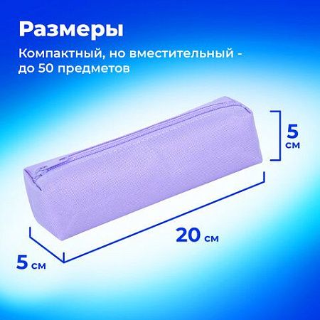 Пенал-тубус ПИФАГОР на молнии, ткань, пастельно-фиолетовый, 22х5 см, 272259 